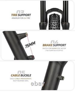 24 Mountain Bike Air Fork Suspension Dual Back Crown Shock Absorber Thru Axle
