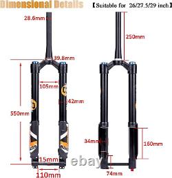 26/27.5/29 Inch Electric Mountain Bike Air Suspension Inverted Downhill Fork, Thr