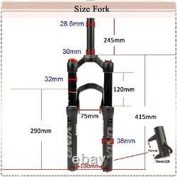 BUCKLOS YINO 20 inch Air Mountain Bike Suspension Fork 100mm Travel 1-1/8 9mmQR