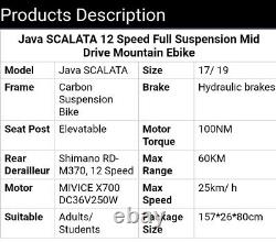 Java SCALATA 12speed Full Suspension Mid Drive Mountain E-Bike