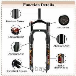 MTB Beach Snow Bike Air Suspension Fork 26×4.0 Fat Tire 1-1/8 Threadless Disc