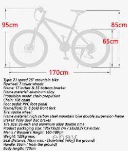 MTB Mountain Bike 26 Wheels 21 Speed Bicycle Bicycles+Bike Lock+Air Pump E US