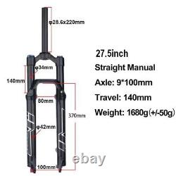 Mountain Bike Air Front Fork 27.5/29 Inch with Rebound Damping 120/140mm Travel
